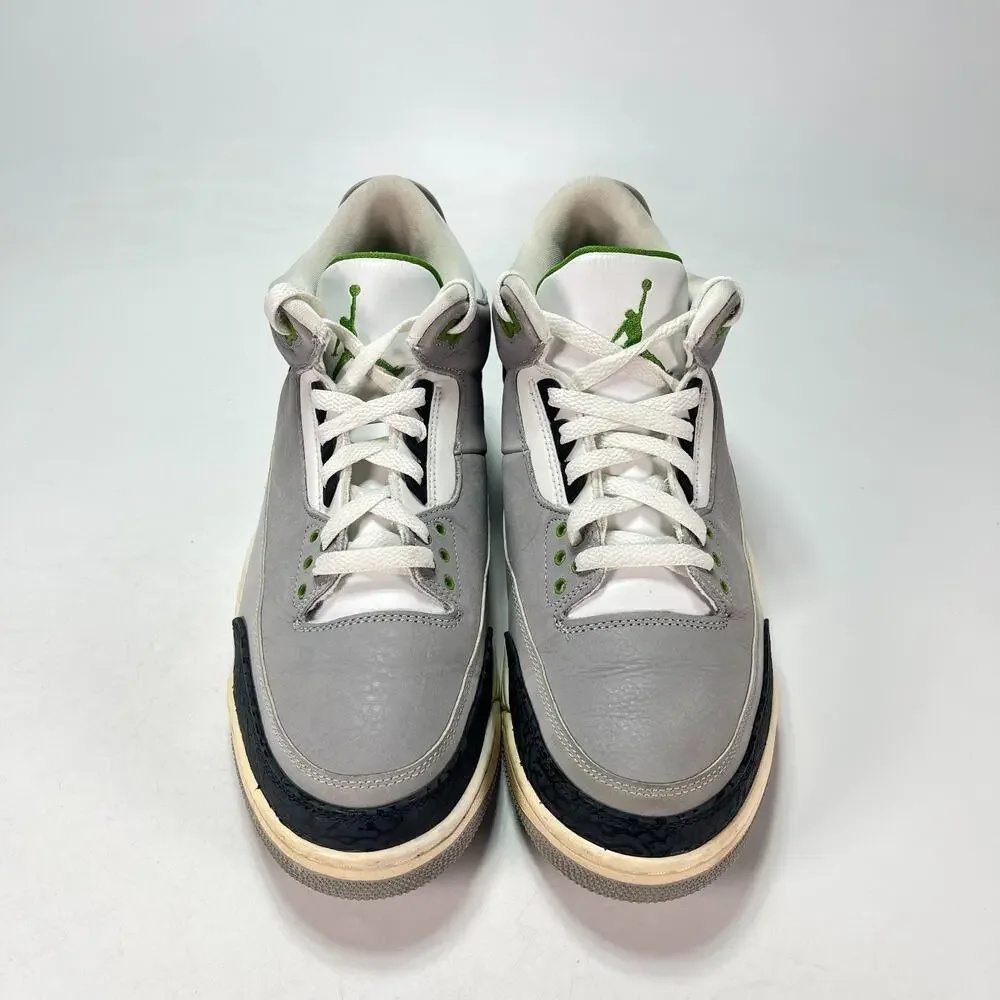 Air Jordan 3 Retro Chlorophyll Gray Black Retro Sneakers 136064-006 Mens Sz 10.5